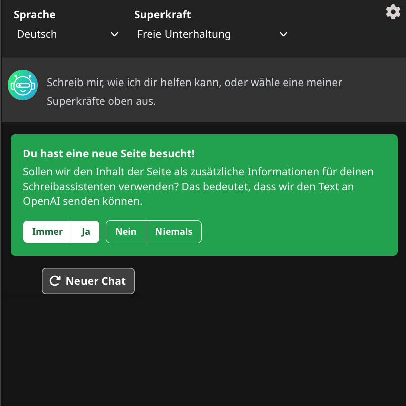 NEOSidekick versteht deine Seite
